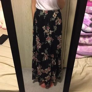 Black floral maxi skirt